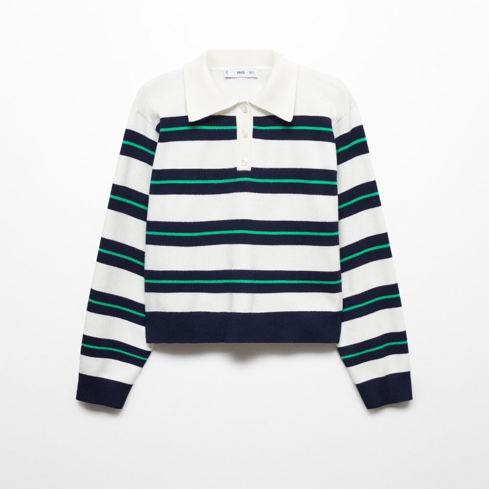 NWT MANGO - Striped polo-neck sweater - Picture 2 of 6